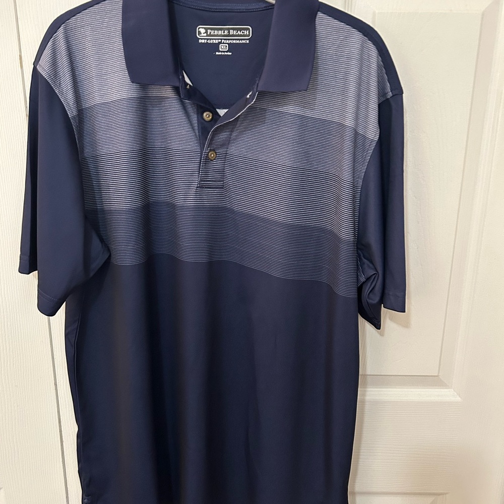 Pebble Beach Men's Striped Navy Polo. New no tags